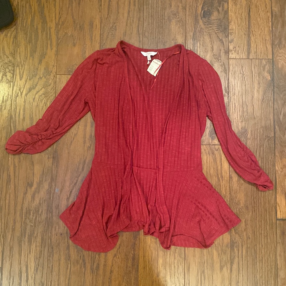candie’s red cardigan
